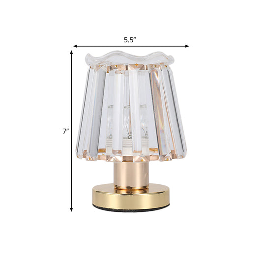 Beveled Crystal Prisms Tapered Desk Light Minimalist 1 Light Reading Lamp in Gold Clearhalo 'Lamps' 'Table Lamps' Lighting' 1451886