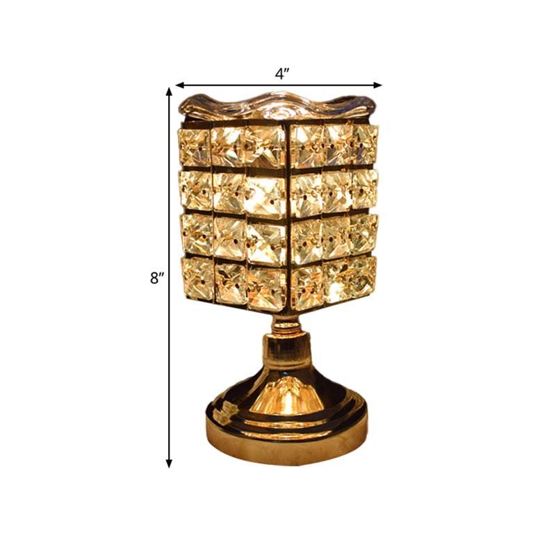 Cuboid/Globe/Crown Desk Light Contemporary Crystal Embedded Single Bedroom Night Table Lamp in Gold Clearhalo 'Lamps' 'Table Lamps' Lighting' 1451914