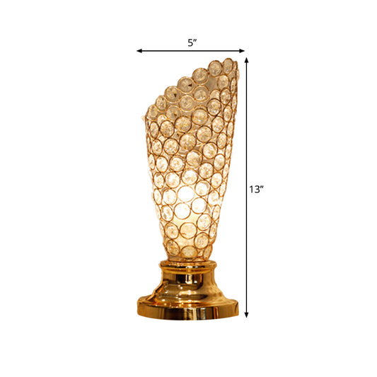 Modernism 1 Bulb Table Light with Crystal-Encrusted Shade Gold Tapered/Cylinder Reading Lamp Clearhalo 'Lamps' 'Table Lamps' Lighting' 1451923