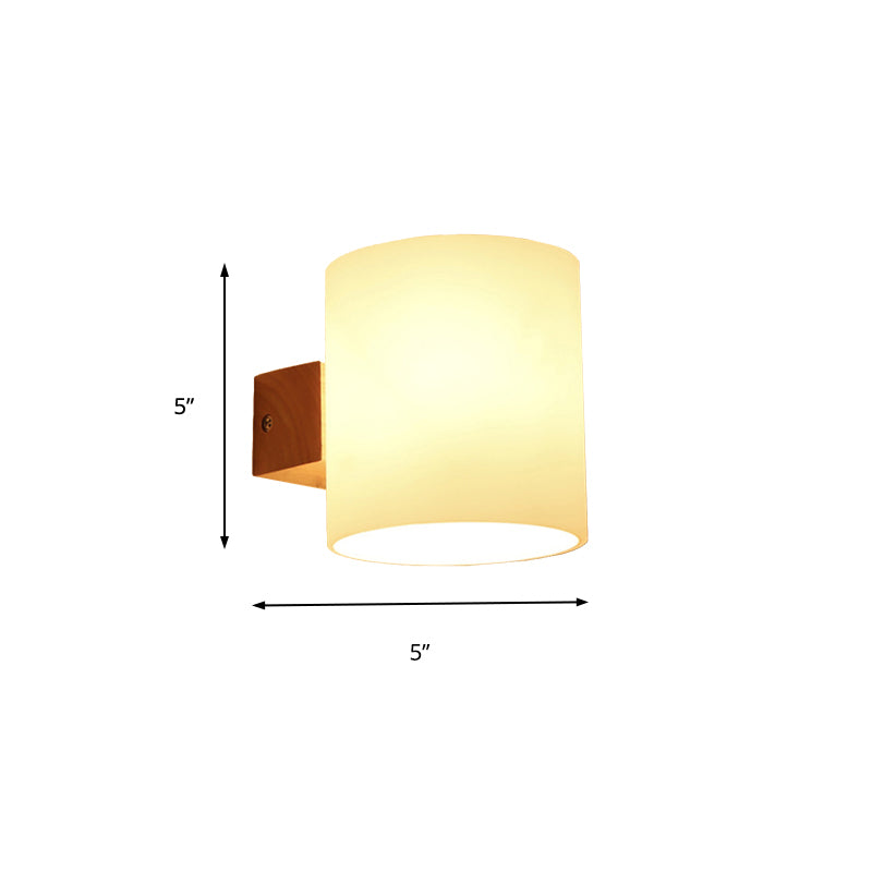 Cylinder Shade Adult Bedroom Wall Lighting Frosted Glass Japanese Wall Lamp in Beige Clearhalo 'Modern wall lights' 'Modern' 'Wall Lamps & Sconces' 'Wall Lights' Lighting' 145199