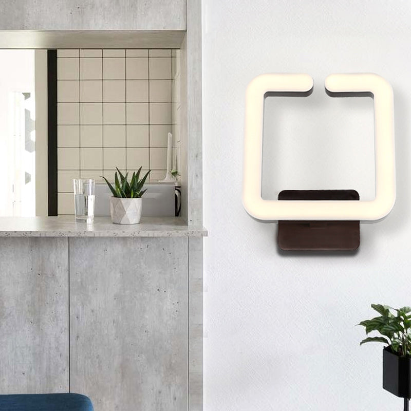 Square Frame LED Living Room Wall Sconce Acrylic 1 Light Simple Wall Lighting in Warm/White/Natural Light Clearhalo 'Modern wall lights' 'Modern' 'Wall Lamps & Sconces' 'Wall Lights' Lighting' 145215