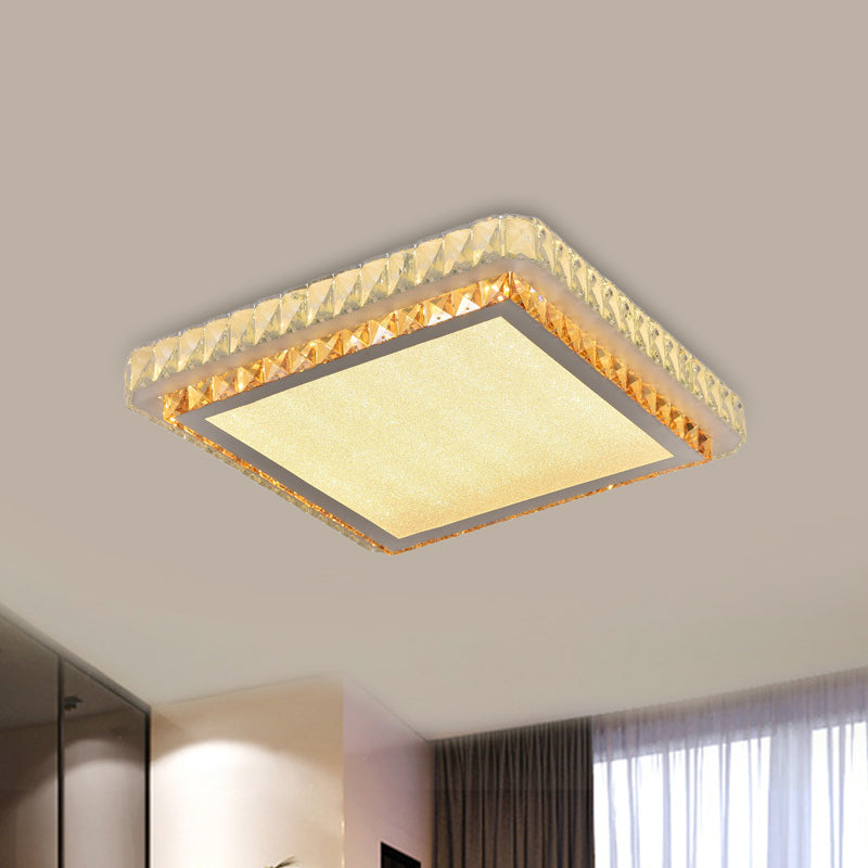 Clear Beveled Crystal Square Flush Light Simple Bedroom LED Close to Ceiling Lighting Fixture Clear A Clearhalo 'Ceiling Lights' 'Close To Ceiling Lights' 'Close to ceiling' 'Flush mount' Lighting' 1452309