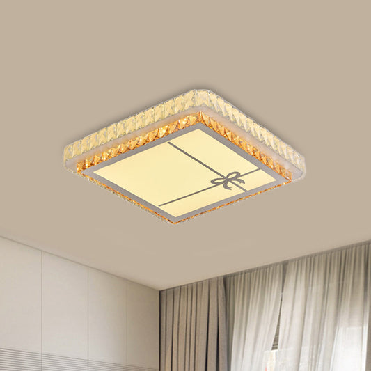 Clear Beveled Crystal Square Flush Light Simple Bedroom LED Close to Ceiling Lighting Fixture Clearhalo 'Ceiling Lights' 'Close To Ceiling Lights' 'Close to ceiling' 'Flush mount' Lighting' 1452318