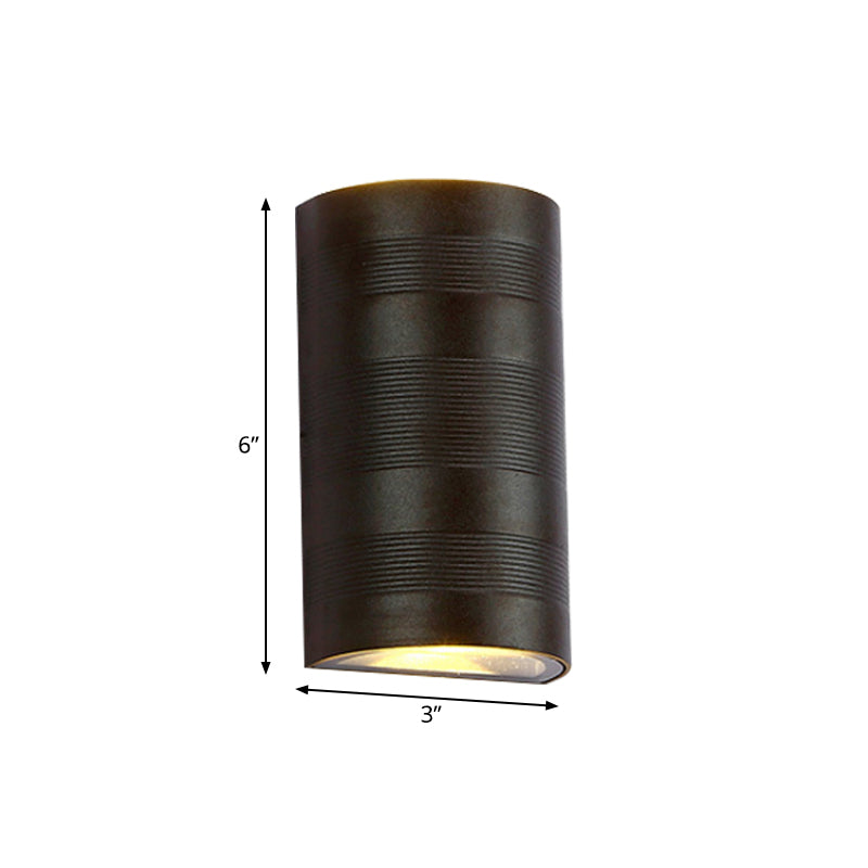 Metallic Half-Cylinder Wall Washer Lamp Modern Style 2 Heads Black Wall Mounted Light in Warm/White Lighting Clearhalo 'Cast Iron' 'Glass' 'Industrial' 'Modern wall lights' 'Modern' 'Tiffany' 'Traditional wall lights' 'Wall Lamps & Sconces' 'Wall Lights' Lighting' 145232