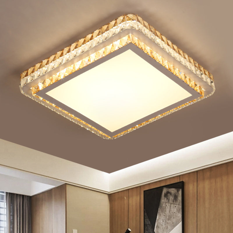 Clear Crystal Inserted Square Flushmount Simple Bedroom LED Flush Mount Ceiling Light Clear B Clearhalo 'Ceiling Lights' 'Close To Ceiling Lights' 'Close to ceiling' 'Flush mount' Lighting' 1452341