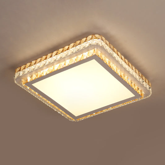 Clear Crystal Inserted Square Flushmount Simple Bedroom LED Flush Mount Ceiling Light Clearhalo 'Ceiling Lights' 'Close To Ceiling Lights' 'Close to ceiling' 'Flush mount' Lighting' 1452344