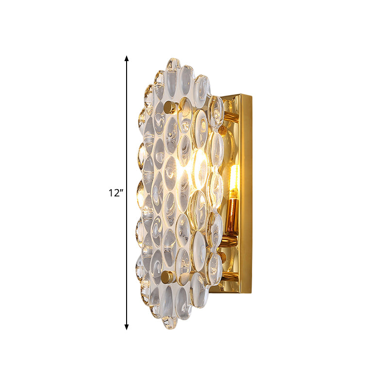 1 Light Hallway Wall Light Post Modern Gold Wall Lamp Sconce with Corn-Shape Crystal Panel Shade Clearhalo 'Modern wall lights' 'Modern' 'Wall Lamps & Sconces' 'Wall Lights' Lighting' 1452385