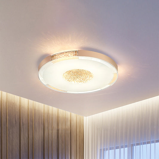 Black/Gold Finish LED Flush Light Fixture Contemporary Bevel Cut Crystals Round Ceiling Mount in White/Warm Light Clearhalo 'Ceiling Lights' 'Close To Ceiling Lights' 'Close to ceiling' 'Flush mount' Lighting' 1452404