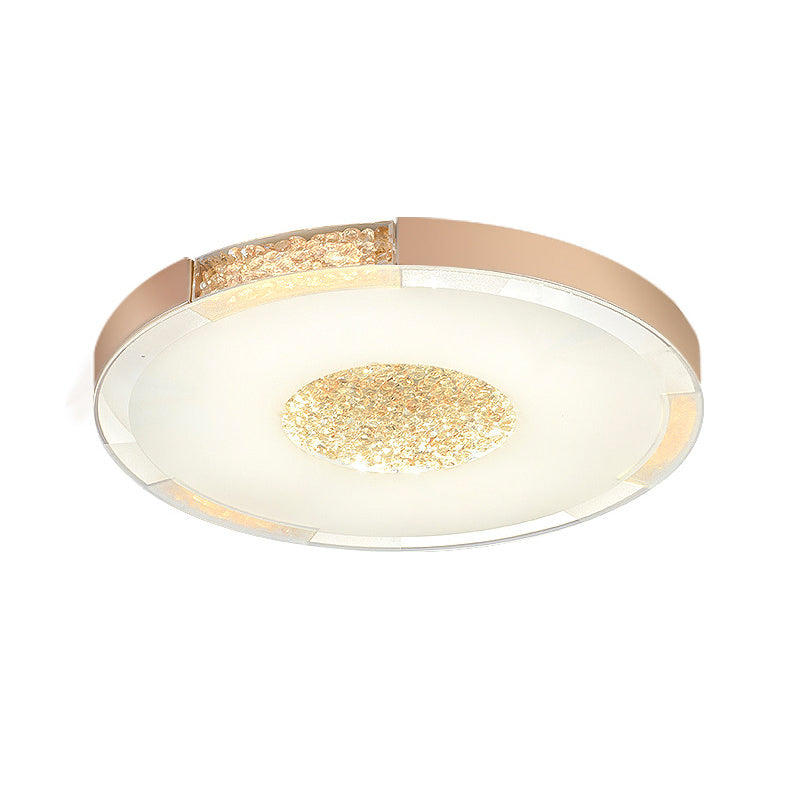 Black/Gold Finish LED Flush Light Fixture Contemporary Bevel Cut Crystals Round Ceiling Mount in White/Warm Light Clearhalo 'Ceiling Lights' 'Close To Ceiling Lights' 'Close to ceiling' 'Flush mount' Lighting' 1452405