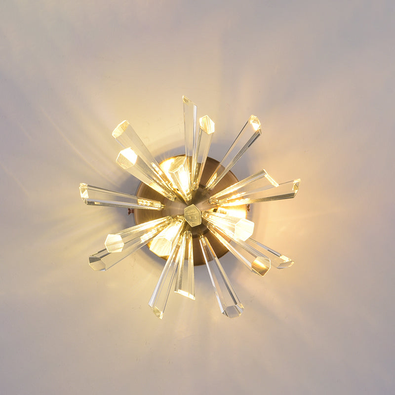 Crystal Rod Sputnik Wall Sconce Contemporary 2-Head Gold Wall Mount Lamp in Warm/White Light Clear Warm Clearhalo 'Modern wall lights' 'Modern' 'Wall Lamps & Sconces' 'Wall Lights' Lighting' 1452487