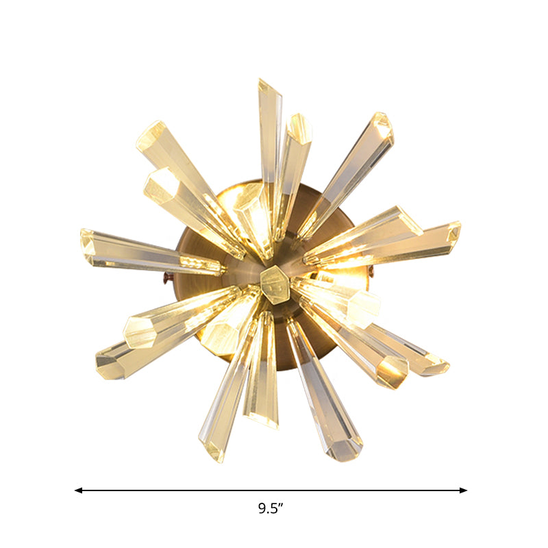 Crystal Rod Sputnik Wall Sconce Contemporary 2-Head Gold Wall Mount Lamp in Warm/White Light Clearhalo 'Modern wall lights' 'Modern' 'Wall Lamps & Sconces' 'Wall Lights' Lighting' 1452488