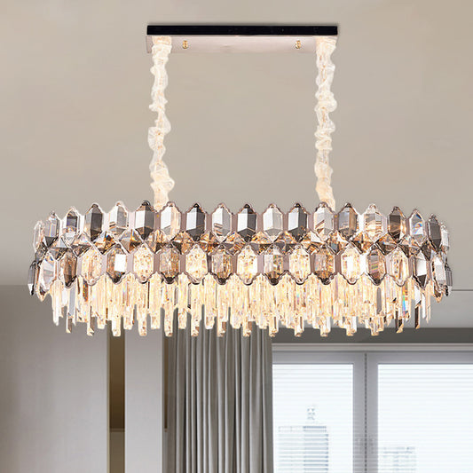 Gold Circle Suspension Pendant Light Modern Style Clear Crystal Prisms 12-Head Island Lighting Fixture Clear Clearhalo 'Ceiling Lights' 'Island Lights' Lighting' 1452489