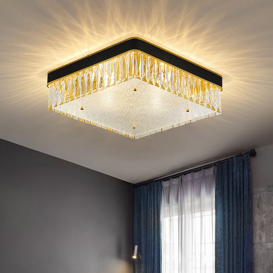 Clear Crystal Square Flush Mount Modern LED Close to Ceiling Light Fixture in Black for Parlor Clearhalo 'Ceiling Lights' 'Close To Ceiling Lights' 'Close to ceiling' Lighting' 1452532