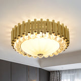 Faceted Crystal Dome Flushmount Lighting Modern 6-Head Ceiling Mounted Fixture in Brass for Bedroom Clearhalo 'Ceiling Lights' 'Close To Ceiling Lights' 'Close to ceiling' 'Flush mount' Lighting' 1452536