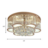 Gold Flower LED Ceiling Mounted Fixture Contemporary Fluted Clear Crystal Flush Light Clearhalo 'Ceiling Lights' 'Close To Ceiling Lights' 'Close to ceiling' 'Flush mount' Lighting' 1452542