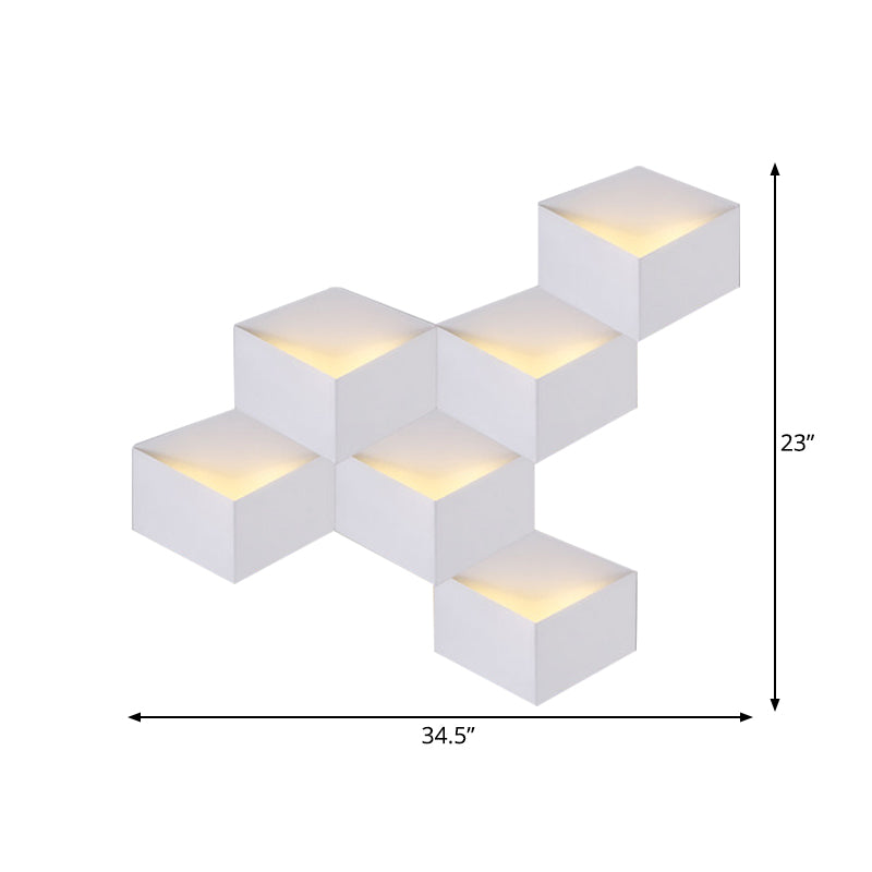 Metallic Geometric Wall Mount Light Minimalism 1/2-Light White Wall Lamp with Cubic Shape for Corridor Clearhalo 'Cast Iron' 'Glass' 'Industrial' 'Modern wall lights' 'Modern' 'Tiffany' 'Traditional wall lights' 'Wall Lamps & Sconces' 'Wall Lights' Lighting' 145304