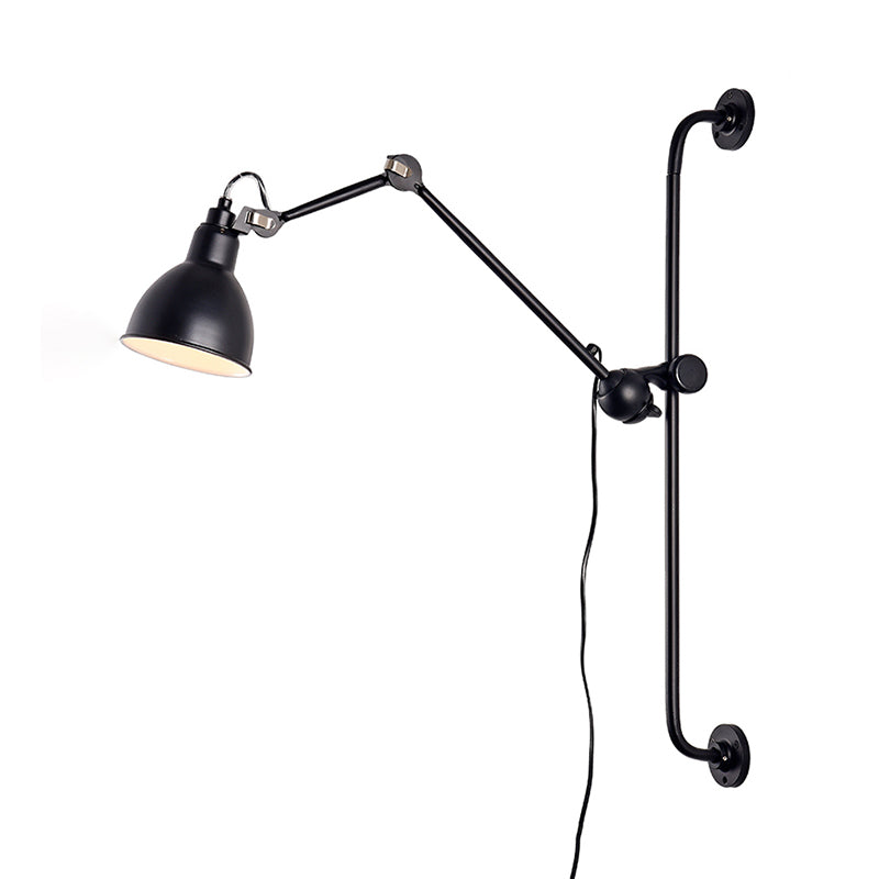 Black/White Dome Shade Wall Mounted Light Modernist Style 1 Head Metallic Adjustable Wall Lamp for Dining Room Clearhalo 'Cast Iron' 'Glass' 'Industrial' 'Modern wall lights' 'Modern' 'Tiffany' 'Traditional wall lights' 'Wall Lamps & Sconces' 'Wall Lights' Lighting' 145336