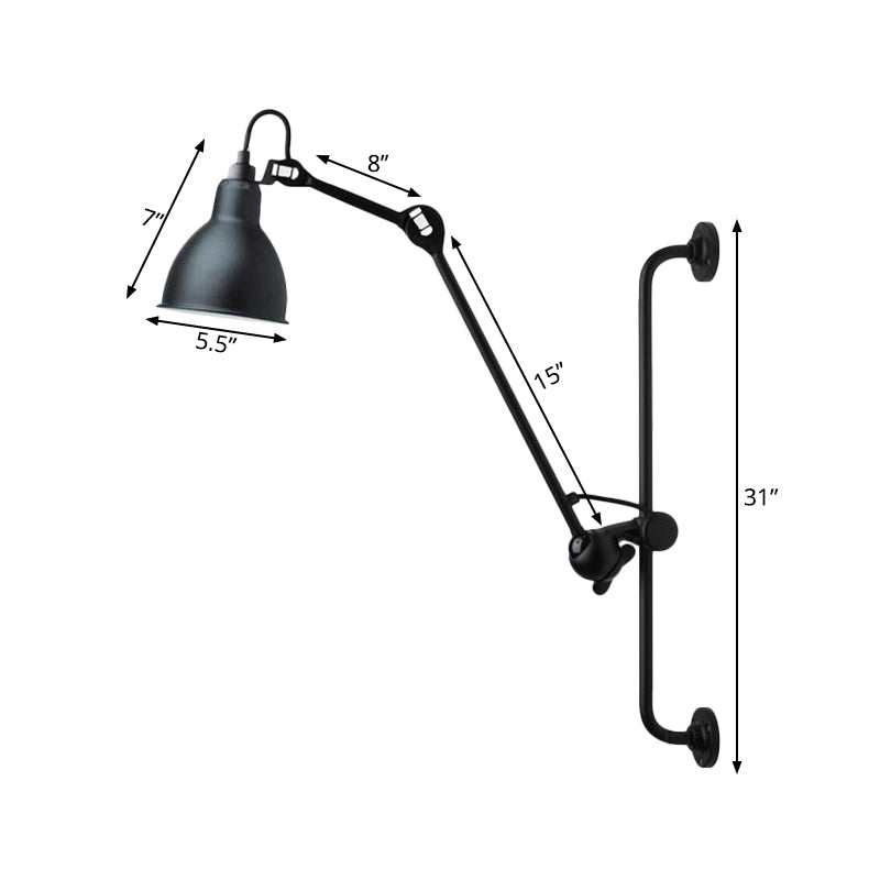 Black/White Dome Shade Wall Mounted Light Modernist Style 1 Head Metallic Adjustable Wall Lamp for Dining Room Clearhalo 'Cast Iron' 'Glass' 'Industrial' 'Modern wall lights' 'Modern' 'Tiffany' 'Traditional wall lights' 'Wall Lamps & Sconces' 'Wall Lights' Lighting' 145349