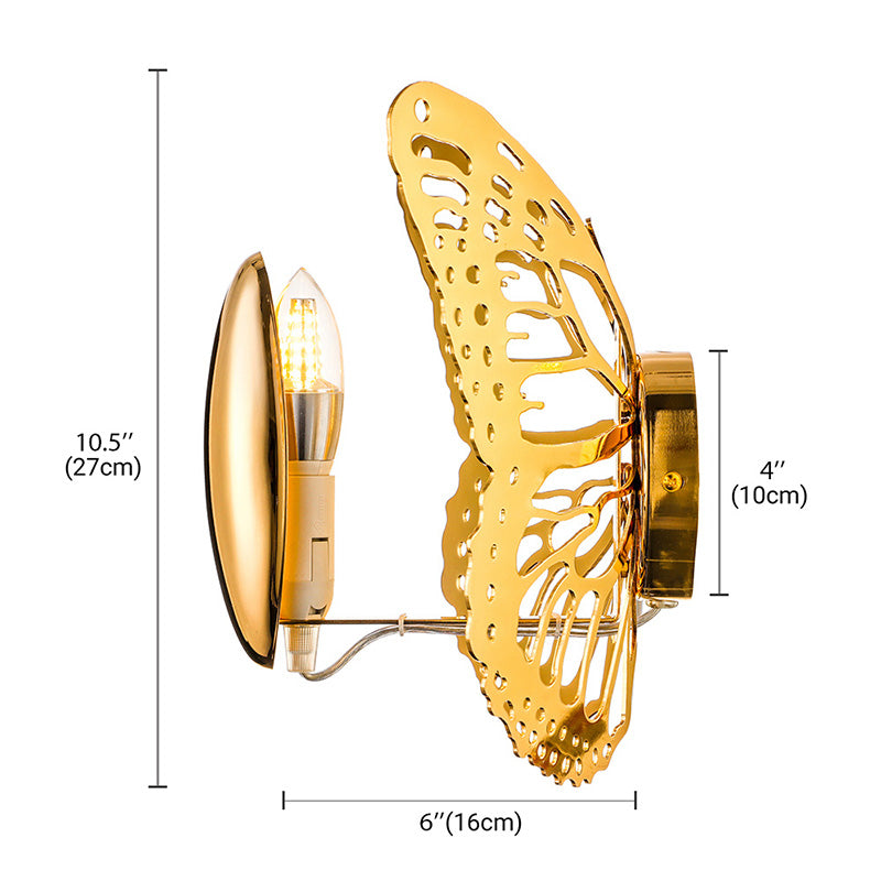 Gold Butterfly Wall Sconce Light Art Deco Metal Single Light Wall Lamp for Kids Room Clearhalo 'Cast Iron' 'Glass' 'Industrial' 'Modern wall lights' 'Modern' 'Tiffany' 'Traditional wall lights' 'Wall Lamps & Sconces' 'Wall Lights' Lighting' 145378
