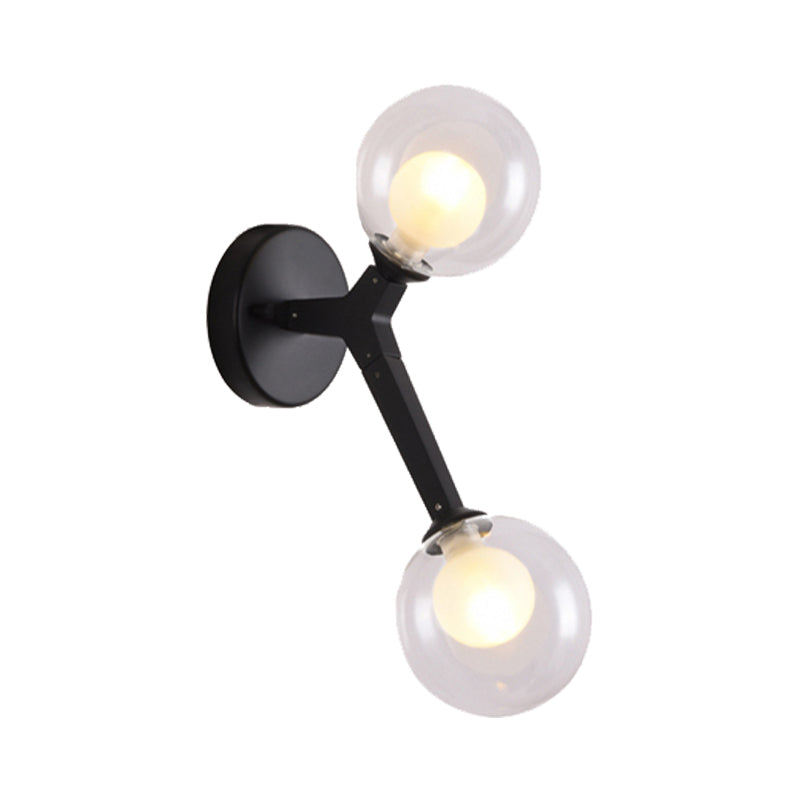 Black/Gold Bubble Wall Sconce Lamp Nordic 2 Lights Clear Glass Wall Sconce Lighting for Bedroom Clearhalo 'Cast Iron' 'Glass' 'Industrial' 'Modern wall lights' 'Modern' 'Tiffany' 'Traditional wall lights' 'Wall Lamps & Sconces' 'Wall Lights' Lighting' 145395