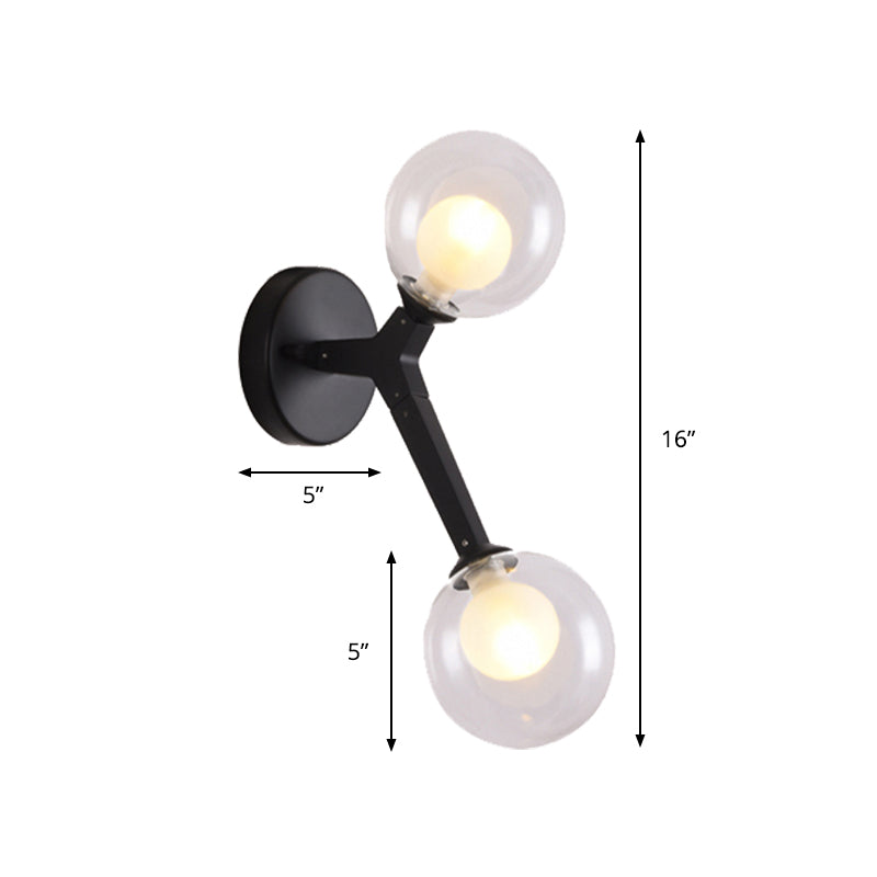Black/Gold Bubble Wall Sconce Lamp Nordic 2 Lights Clear Glass Wall Sconce Lighting for Bedroom Clearhalo 'Cast Iron' 'Glass' 'Industrial' 'Modern wall lights' 'Modern' 'Tiffany' 'Traditional wall lights' 'Wall Lamps & Sconces' 'Wall Lights' Lighting' 145396