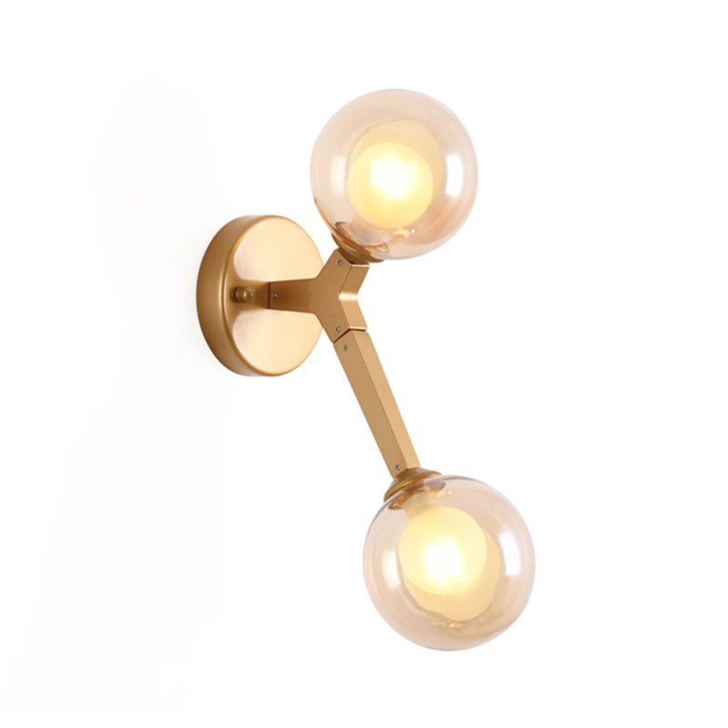Black/Gold Bubble Wall Sconce Lamp Nordic 2 Lights Clear Glass Wall Sconce Lighting for Bedroom Clearhalo 'Cast Iron' 'Glass' 'Industrial' 'Modern wall lights' 'Modern' 'Tiffany' 'Traditional wall lights' 'Wall Lamps & Sconces' 'Wall Lights' Lighting' 145400