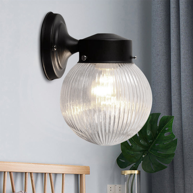 Prismatic Glass Global Wall Sconce Modern 1 Light Black/White Wall Mounted Light Fixture for Hallway Clearhalo 'Cast Iron' 'Glass' 'Industrial' 'Modern wall lights' 'Modern' 'Tiffany' 'Traditional wall lights' 'Wall Lamps & Sconces' 'Wall Lights' Lighting' 145416