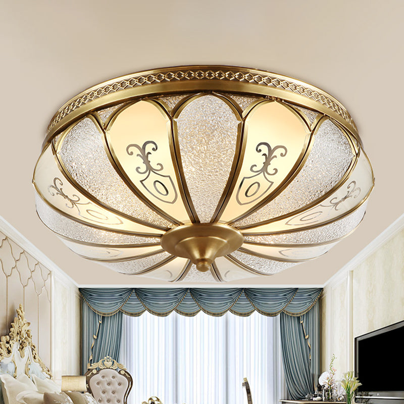 Lotus Frosted Glass Ceiling Flush Colonial 3/4/5 Heads Bedroom Flush Mount Light Fixture in Gold Clearhalo 'Ceiling Lights' 'Close To Ceiling Lights' 'Close to ceiling' 'Flush mount' Lighting' 1454175