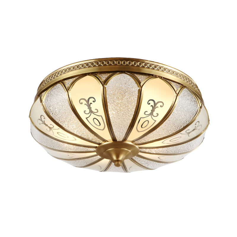 Lotus Frosted Glass Ceiling Flush Colonial 3/4/5 Heads Bedroom Flush Mount Light Fixture in Gold Clearhalo 'Ceiling Lights' 'Close To Ceiling Lights' 'Close to ceiling' 'Flush mount' Lighting' 1454176