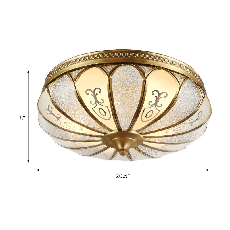 Lotus Frosted Glass Ceiling Flush Colonial 3/4/5 Heads Bedroom Flush Mount Light Fixture in Gold Clearhalo 'Ceiling Lights' 'Close To Ceiling Lights' 'Close to ceiling' 'Flush mount' Lighting' 1454177