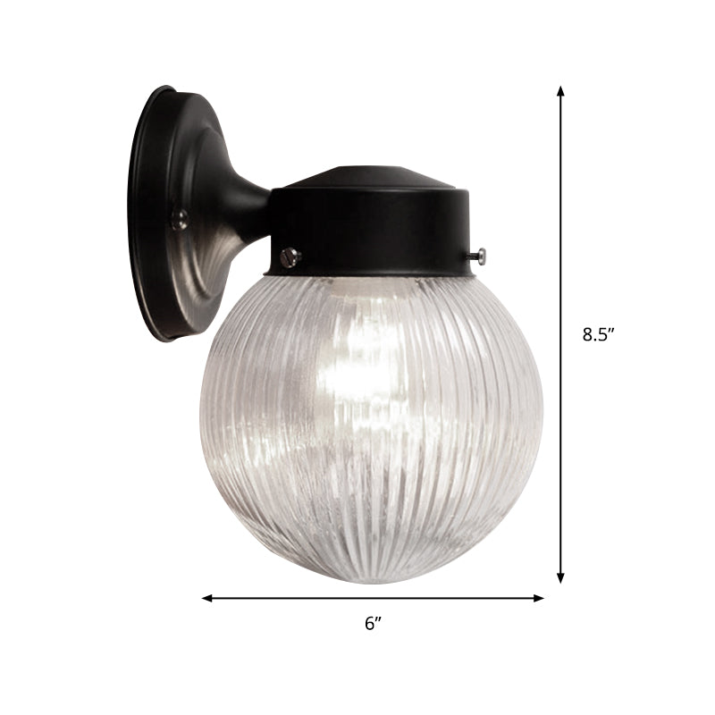 Prismatic Glass Global Wall Sconce Modern 1 Light Black/White Wall Mounted Light Fixture for Hallway Clearhalo 'Cast Iron' 'Glass' 'Industrial' 'Modern wall lights' 'Modern' 'Tiffany' 'Traditional wall lights' 'Wall Lamps & Sconces' 'Wall Lights' Lighting' 145418