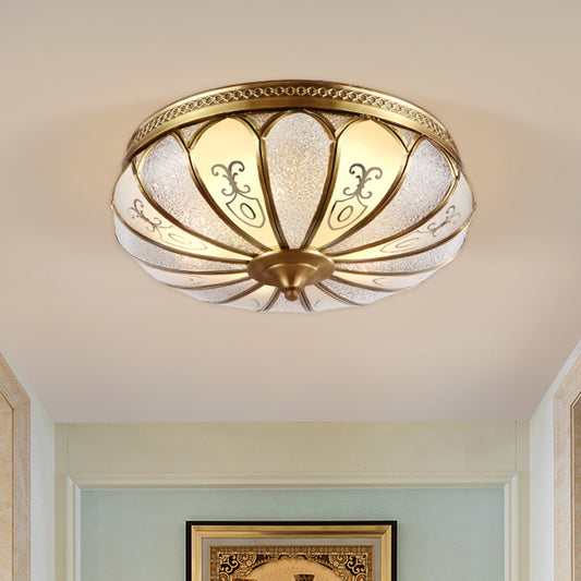 Lotus Frosted Glass Ceiling Flush Colonial 3/4/5 Heads Bedroom Flush Mount Light Fixture in Gold Clearhalo 'Ceiling Lights' 'Close To Ceiling Lights' 'Close to ceiling' 'Flush mount' Lighting' 1454180