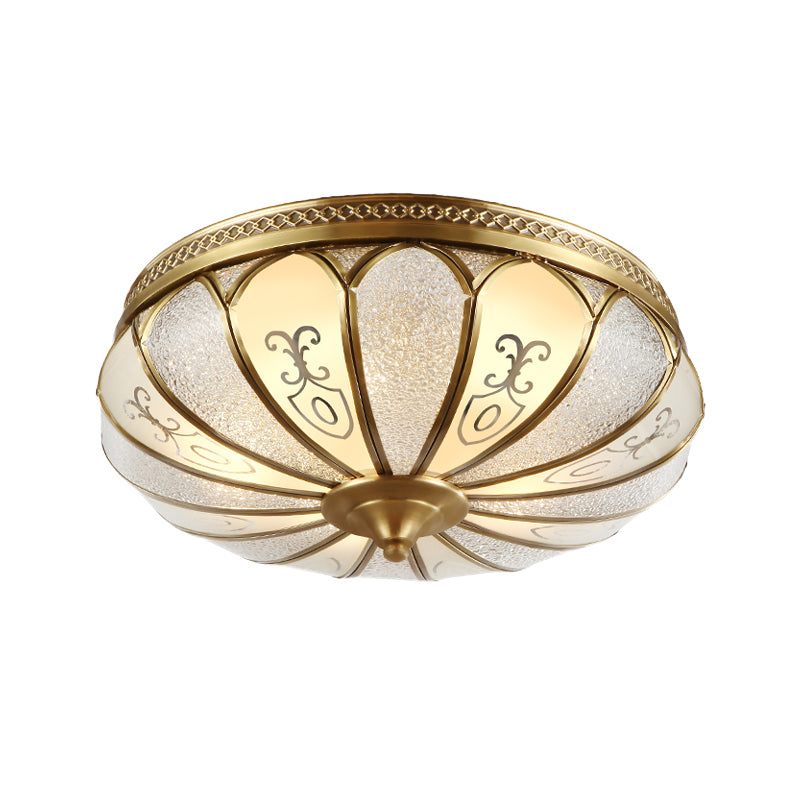 Lotus Frosted Glass Ceiling Flush Colonial 3/4/5 Heads Bedroom Flush Mount Light Fixture in Gold Clearhalo 'Ceiling Lights' 'Close To Ceiling Lights' 'Close to ceiling' 'Flush mount' Lighting' 1454181