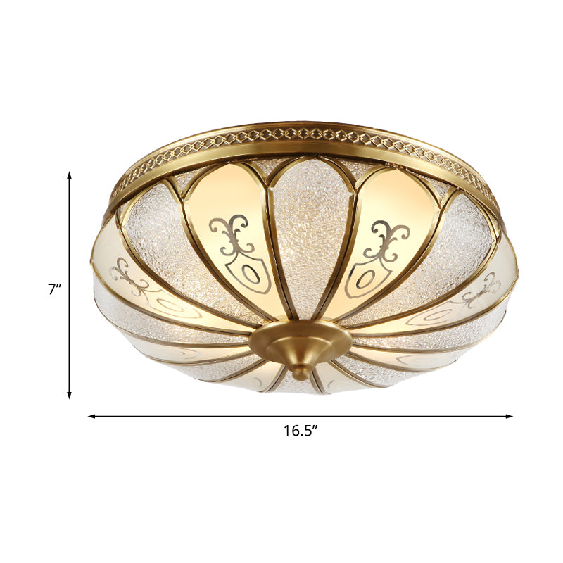 Lotus Frosted Glass Ceiling Flush Colonial 3/4/5 Heads Bedroom Flush Mount Light Fixture in Gold Clearhalo 'Ceiling Lights' 'Close To Ceiling Lights' 'Close to ceiling' 'Flush mount' Lighting' 1454182