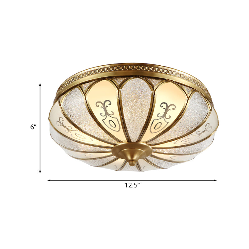 Lotus Frosted Glass Ceiling Flush Colonial 3/4/5 Heads Bedroom Flush Mount Light Fixture in Gold Clearhalo 'Ceiling Lights' 'Close To Ceiling Lights' 'Close to ceiling' 'Flush mount' Lighting' 1454183