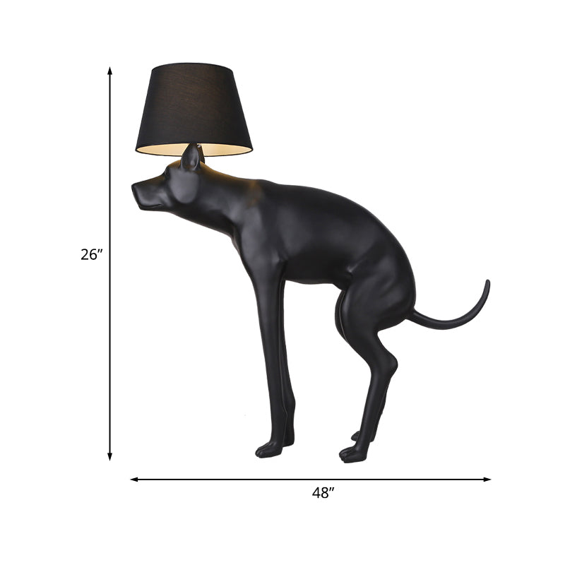 Resin Dog Nightstand Lamp Country Style 1 Bulb Bedroom Night Table Light in Black with Cone Fabric Shade Clearhalo 'Lamps' 'Table Lamps' Lighting' 1454277