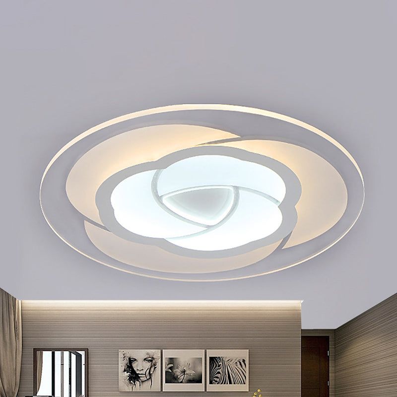 Blossom Extra Thin Acrylic Flushmount Modernism White Integrated LED Flush Mount Ceiling Light in Warm/White Light, 16.5"/20.5" W Clearhalo 'Ceiling Lights' 'Close To Ceiling Lights' 'Close to ceiling' 'Flush mount' Lighting' 1454343