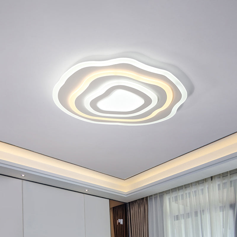 19.5"/23.5" Wide Modern LED Ceiling Lamp Acrylic White Rippling Flush Mount Light in Warm/White Light for Lounge Clearhalo 'Ceiling Lights' 'Close To Ceiling Lights' 'Close to ceiling' 'Flush mount' Lighting' 1454357