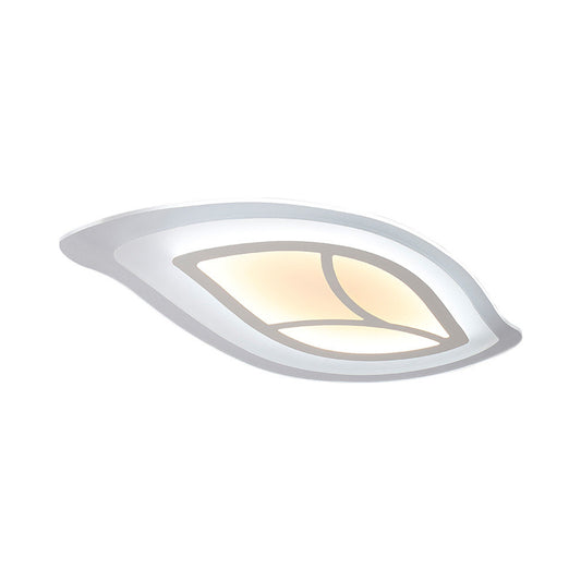 Simple LED Flush Mount Lighting Acrylic White Leaf Shaped Thin Ceiling Light in Warm/White Light Clearhalo 'Ceiling Lights' 'Close To Ceiling Lights' 'Close to ceiling' 'Flush mount' Lighting' 1454370