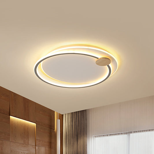 Black/Grey Dual Circle Ceiling Fixture Minimalist Acrylic 16.5"/20.5" Wide LED Flush Mount Recessed Lighting in Warm/White Light Clearhalo 'Ceiling Lights' 'Close To Ceiling Lights' 'Close to ceiling' 'Flush mount' Lighting' 1454390