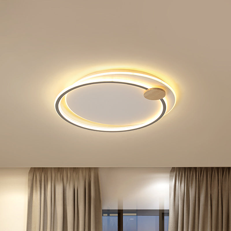 Black/Grey Dual Circle Ceiling Fixture Minimalist Acrylic 16.5"/20.5" Wide LED Flush Mount Recessed Lighting in Warm/White Light Grey Clearhalo 'Ceiling Lights' 'Close To Ceiling Lights' 'Close to ceiling' 'Flush mount' Lighting' 1454391