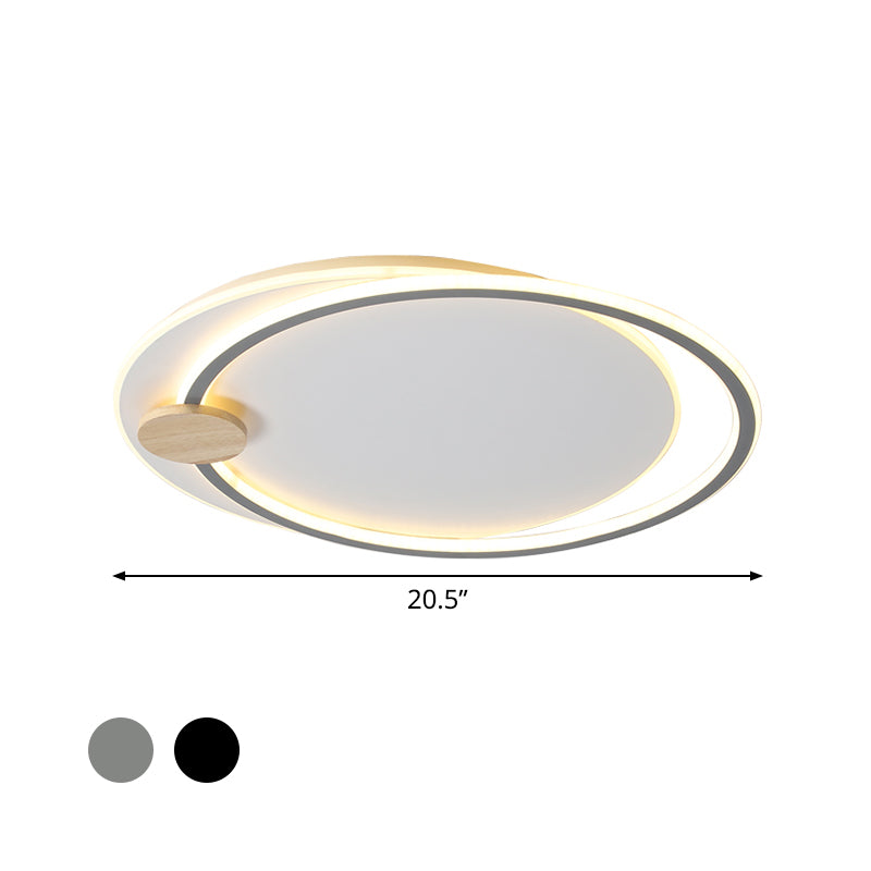 Black/Grey Dual Circle Ceiling Fixture Minimalist Acrylic 16.5"/20.5" Wide LED Flush Mount Recessed Lighting in Warm/White Light Clearhalo 'Ceiling Lights' 'Close To Ceiling Lights' 'Close to ceiling' 'Flush mount' Lighting' 1454395