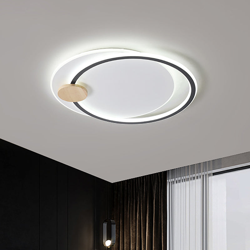 Black/Grey Dual Circle Ceiling Fixture Minimalist Acrylic 16.5"/20.5" Wide LED Flush Mount Recessed Lighting in Warm/White Light Clearhalo 'Ceiling Lights' 'Close To Ceiling Lights' 'Close to ceiling' 'Flush mount' Lighting' 1454396