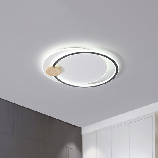 Black/Grey Dual Circle Ceiling Fixture Minimalist Acrylic 16.5"/20.5" Wide LED Flush Mount Recessed Lighting in Warm/White Light Clearhalo 'Ceiling Lights' 'Close To Ceiling Lights' 'Close to ceiling' 'Flush mount' Lighting' 1454398