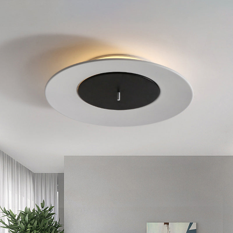 Iron 2-Layer Round Thin Ceiling Lighting Macaron Pink/Black/White LED Flush Mount Fixture in 3 Color Light Black Clearhalo 'Ceiling Lights' 'Close To Ceiling Lights' 'Close to ceiling' 'Flush mount' Lighting' 1454436