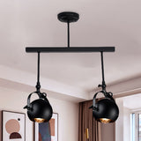 Dome Restaurant Semi Flush Mount Industrial Iron 2/3 Bulbs Black Ceiling Light Fixture with Linear Design Clearhalo 'Ceiling Lights' 'Close To Ceiling Lights' 'Close to ceiling' 'Semi-flushmount' Lighting' 1454701