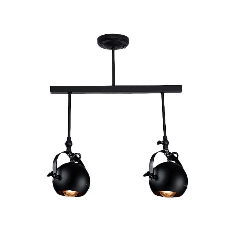 Dome Restaurant Semi Flush Mount Industrial Iron 2/3 Bulbs Black Ceiling Light Fixture with Linear Design Clearhalo 'Ceiling Lights' 'Close To Ceiling Lights' 'Close to ceiling' 'Semi-flushmount' Lighting' 1454704