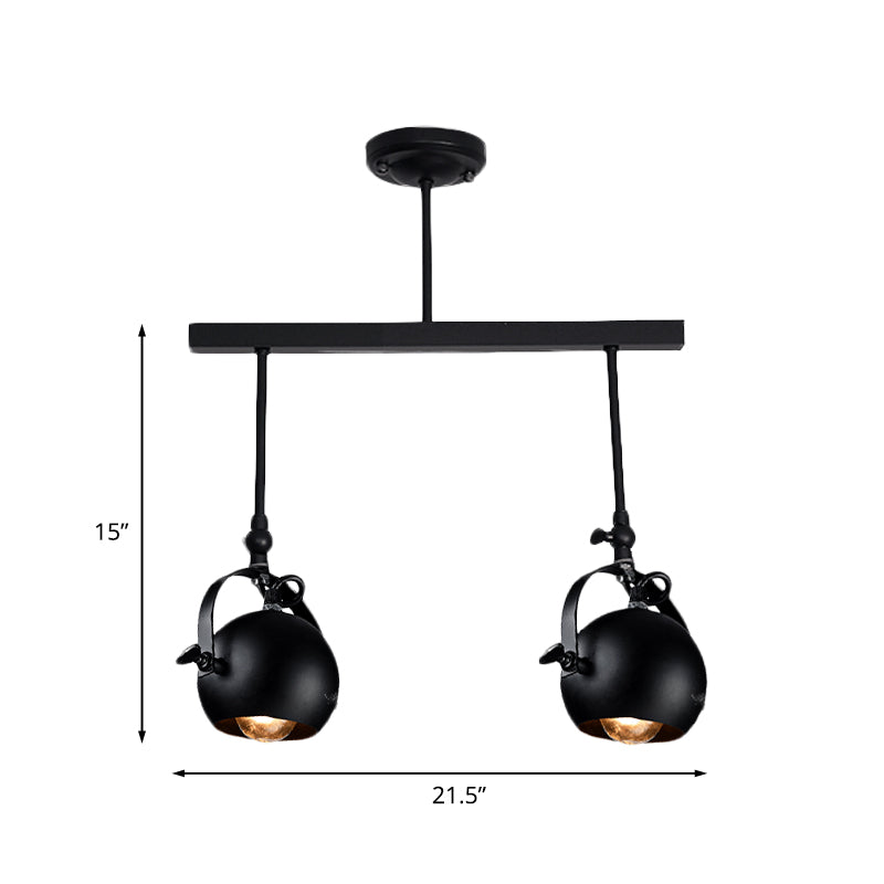 Dome Restaurant Semi Flush Mount Industrial Iron 2/3 Bulbs Black Ceiling Light Fixture with Linear Design Clearhalo 'Ceiling Lights' 'Close To Ceiling Lights' 'Close to ceiling' 'Semi-flushmount' Lighting' 1454705