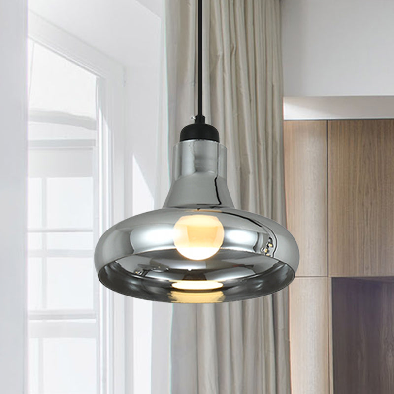Industrial Cone/Saucer Hanging Lamp 1 Light Smoke Gray Glass Pendant Lighting Fixture for Bedroom Clearhalo 'Ceiling Lights' 'Glass shade' 'Glass' 'Industrial Pendants' 'Industrial' 'Middle Century Pendants' 'Pendant Lights' 'Pendants' 'Tiffany' Lighting' 1454721