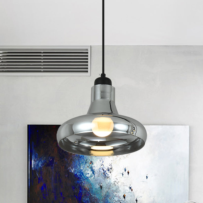 Industrial Cone/Saucer Hanging Lamp 1 Light Smoke Gray Glass Pendant Lighting Fixture for Bedroom Clearhalo 'Ceiling Lights' 'Glass shade' 'Glass' 'Industrial Pendants' 'Industrial' 'Middle Century Pendants' 'Pendant Lights' 'Pendants' 'Tiffany' Lighting' 1454723